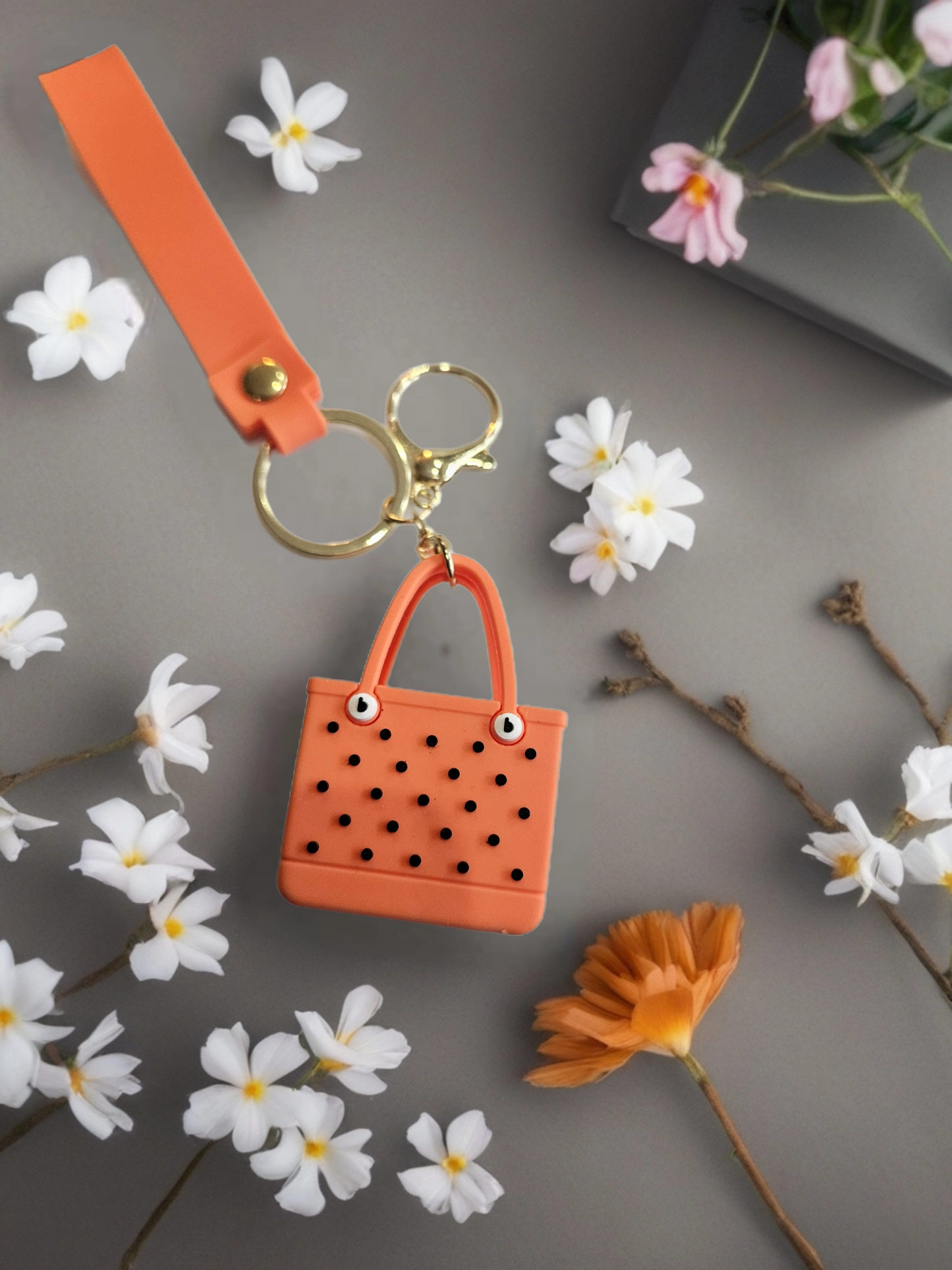 Orange Crock Bag Keychain